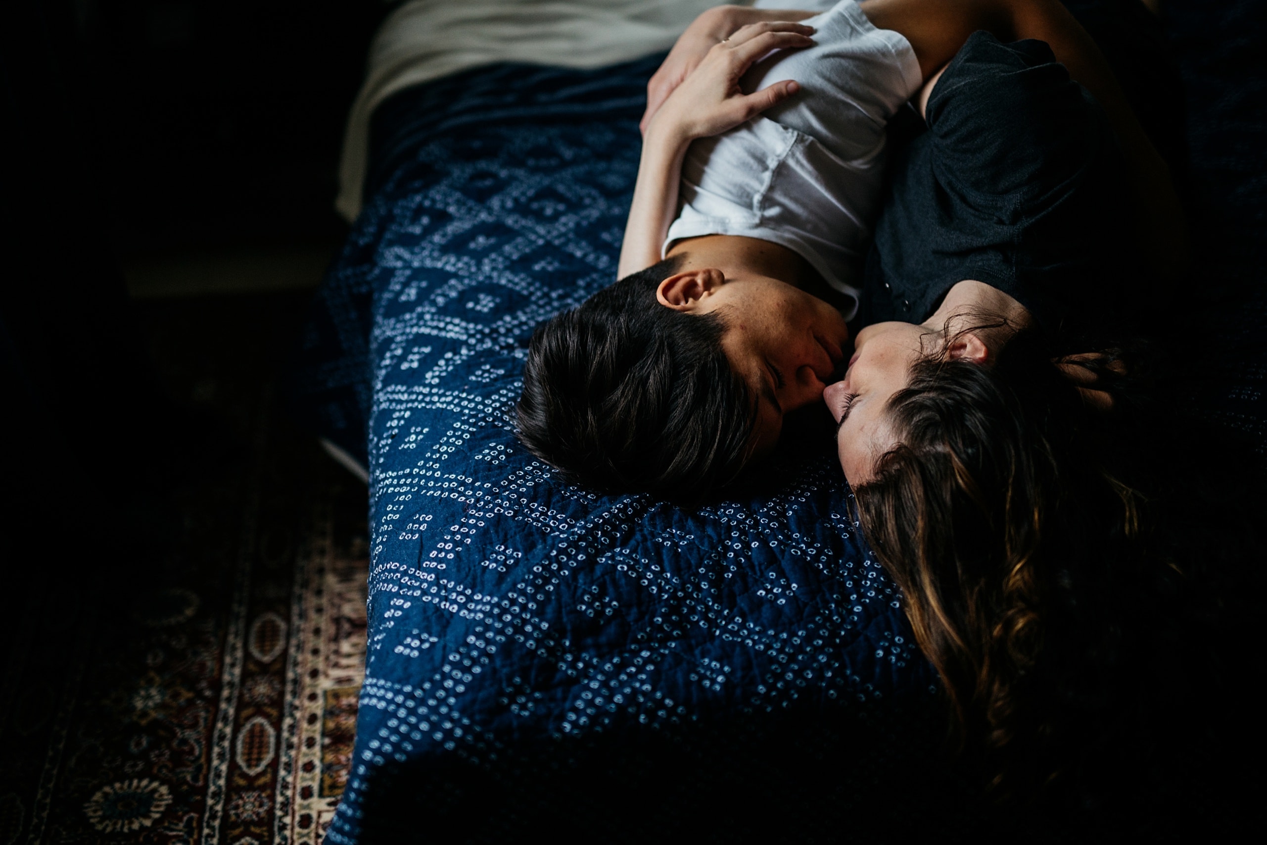 Cozy in home engagement session